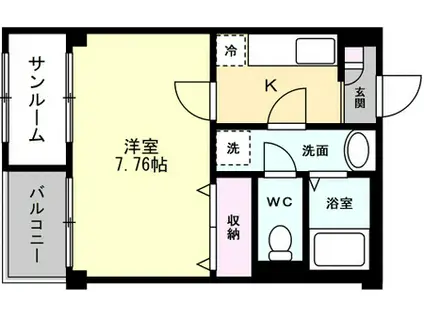 プリズム婦中I(1K/3階)の間取り写真