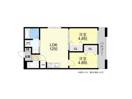 CASA垂水駅前(2LDK/2階)の間取り写真