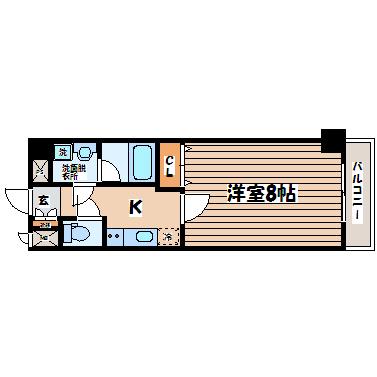 ボヌール・旭(1K/2階)の間取り写真