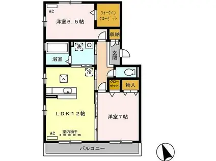 レジデンス芦原B(2LDK/3階)の間取り写真