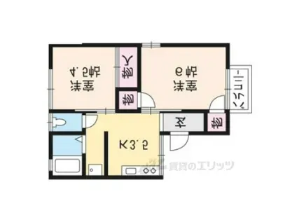 ハイツ吾田神(2DK/1階)の間取り写真