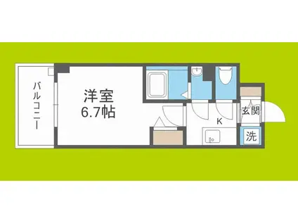 エスリード中之島ザ・コア(1K/6階)の間取り写真