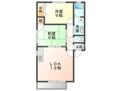 グリーンステージ東橋良 A(2LDK/2階)の間取り写真