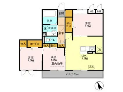 ディーグラード(3LDK/3階)の間取り写真