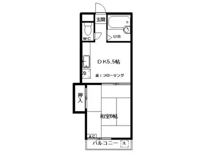 ウェルネス中央(1DK/1階)の間取り写真