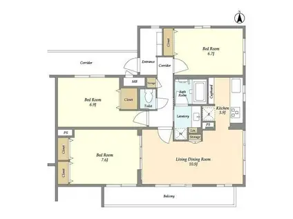RESTA目黒(3LDK/4階)の間取り写真