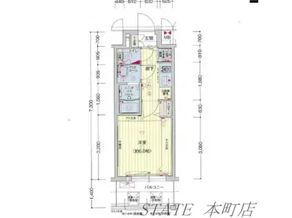 プレサンス松屋町ファステ(1K/12階)の間取り写真