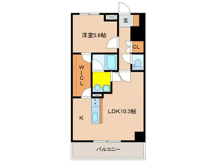 ロダン広島通(1LDK/2階)の間取り写真