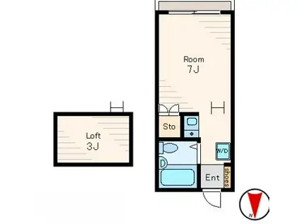 サント・ビラージ・ショウ(ワンルーム/2階)の間取り写真