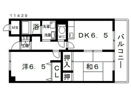 エントピアナカモト(2DK/3階)の間取り写真