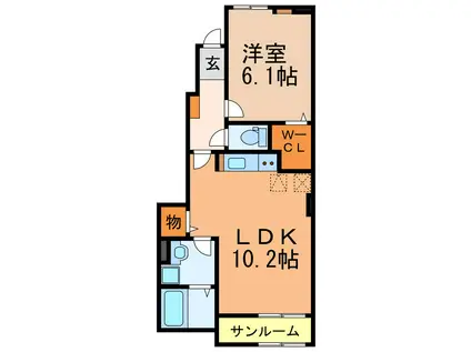 オレンジガーデン(1LDK/1階)の間取り写真