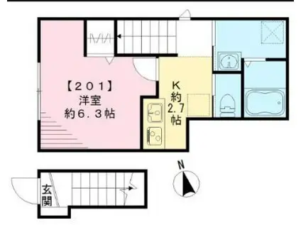SOLEIL方南(1K/2階)の間取り写真