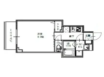 S-RESIDENCE谷町五丁目(1K/4階)の間取り写真