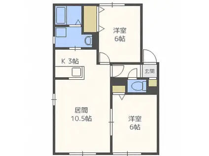 フォーサイト環状1414(2LDK/3階)の間取り写真