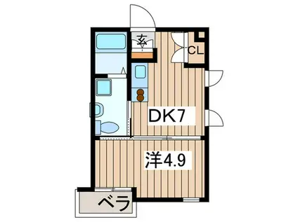 ヴィッラ・オペラ(1DK/2階)の間取り写真