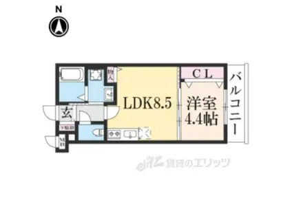 エリディア京都智恵光院(1LDK/4階)の間取り写真