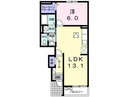 パーク・テラス(1LDK/1階)の間取り写真