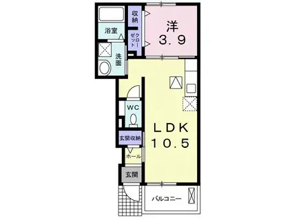 グランメール(1LDK/1階)の間取り写真