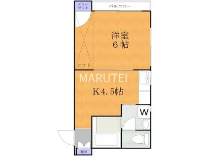 ハイム瀬田(1K/2階)の間取り写真