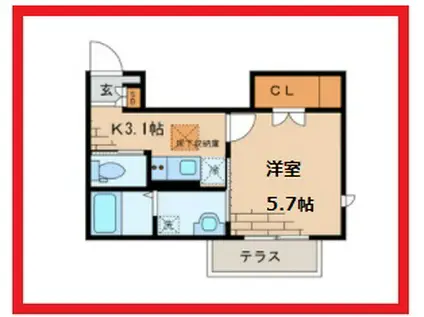 コージーハウス(ワンルーム/1階)の間取り写真