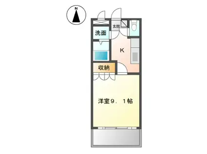 ル フルーヴ(1K/1階)の間取り写真