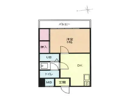 サンファミリー豊岡(1DK/2階)の間取り写真