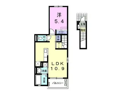 GREENLIFE(1LDK/2階)の間取り写真