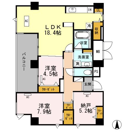 AMISTAD(2SLDK/4階)の間取り写真