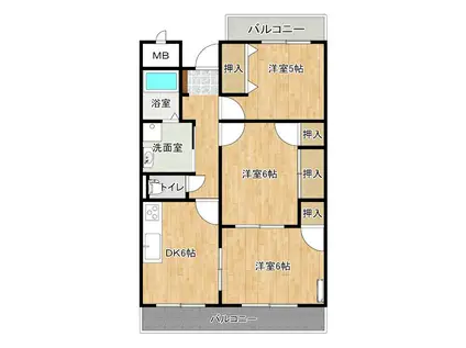 M&Bヒューマンズ花水木(3DK/2階)の間取り写真