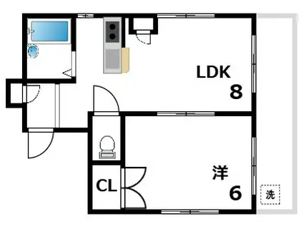 グランディール夢野(1LDK/4階)の間取り写真