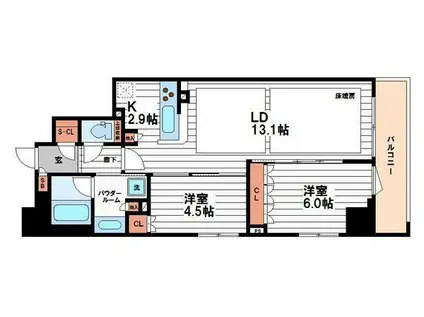 ブランズ大阪松屋町(2LDK/8階)の間取り写真