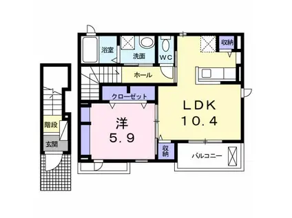 エーデルハイムII(1LDK/2階)の間取り写真
