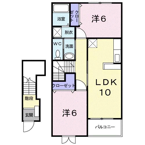 クールカーサ(2LDK/2階)の間取り写真