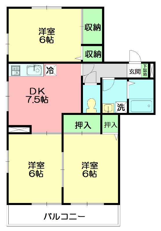 ファミール鵠沼(3DK/2階)の間取り写真