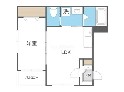 ラ・カーサ大阪(1LDK/3階)の間取り写真