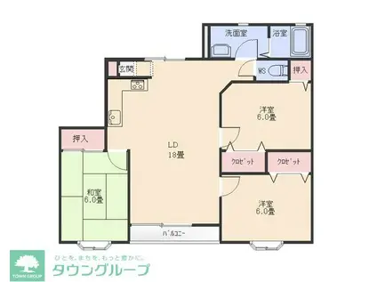 クリエートヒルズ元総社(3LDK/1階)の間取り写真