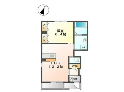 フルール(1LDK/1階)の間取り写真