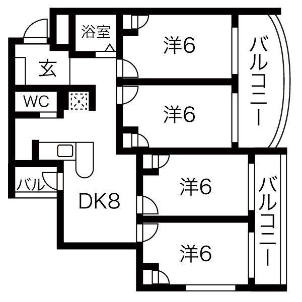 コンセール妙音通(4DK/1階)の間取り写真