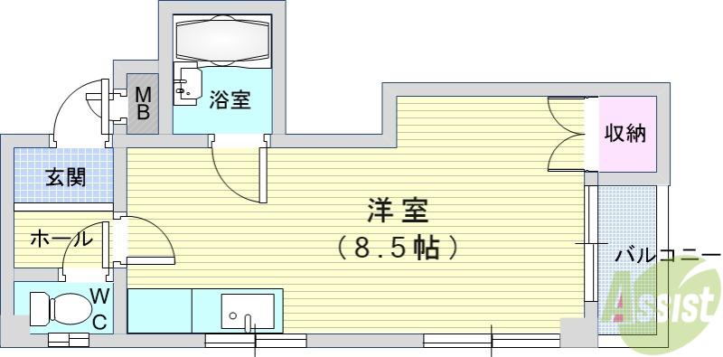 AIROSE豊中(ワンルーム/2階)の間取り写真