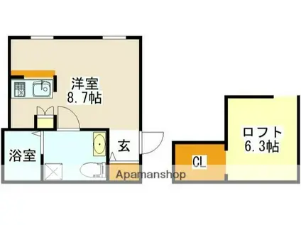 プリマガーデン穂の香(ワンルーム/1階)の間取り写真