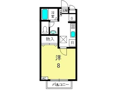 ＪＲ東海道本線 野洲駅 徒歩45分 2階建 築24年(1K/1階)の間取り写真