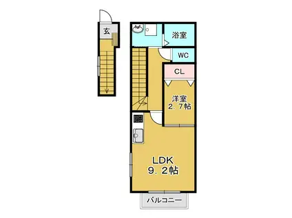 ベアドゥメゾンB(1LDK/2階)の間取り写真