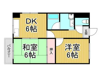 レジデンス赤坂(2DK/3階)の間取り写真