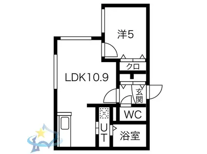ルアーナ円山(1LDK/1階)の間取り写真