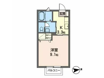 パルシオ イースト(1K/2階)の間取り写真