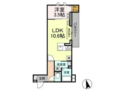 ASSET-COURT小金井本町B(1LDK/3階)の間取り写真