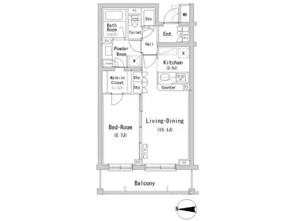 S-FORT横浜青葉台(1LDK/3階)の間取り写真