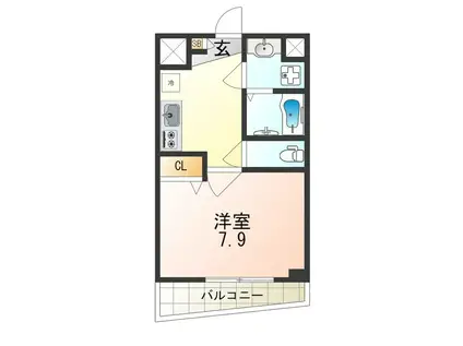 コスモクレスト杭瀬(1K/2階)の間取り写真