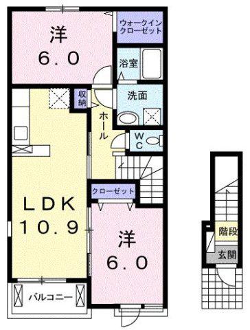 ベルカーサB(2LDK/2階)の間取り写真