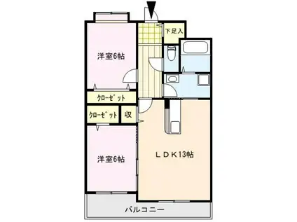 PARK COURT WITH THE GARDEN(2LDK/1階)の間取り写真